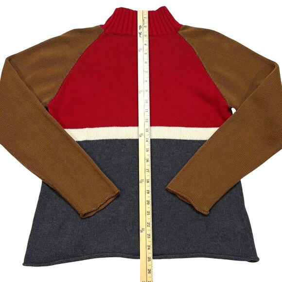 Vtg Polo Jeans Co Ralph Lauren Sweater Womens Large Color Block High Neck Y2K - Picture 7 of 9
